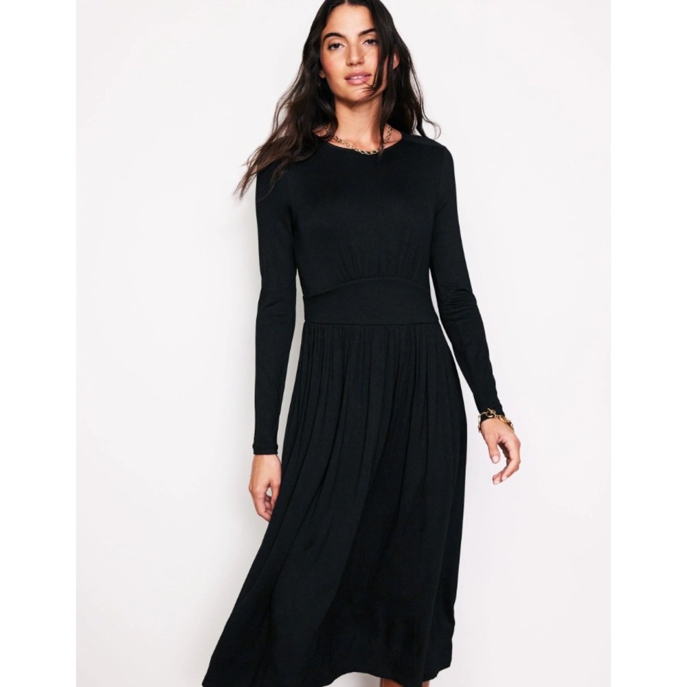 Boden Women's Black Thea Long Sleeve Jersey Dress D0836 Size 8R NEW Empire Waist